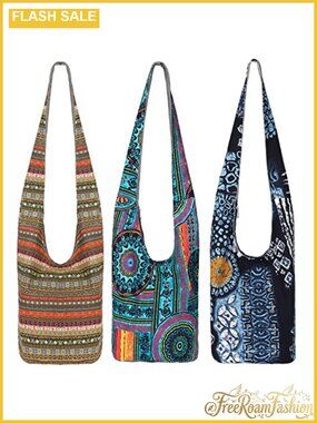 Boho Crossbody Hobo Bag Set Cotton Hippie Purses Handbags